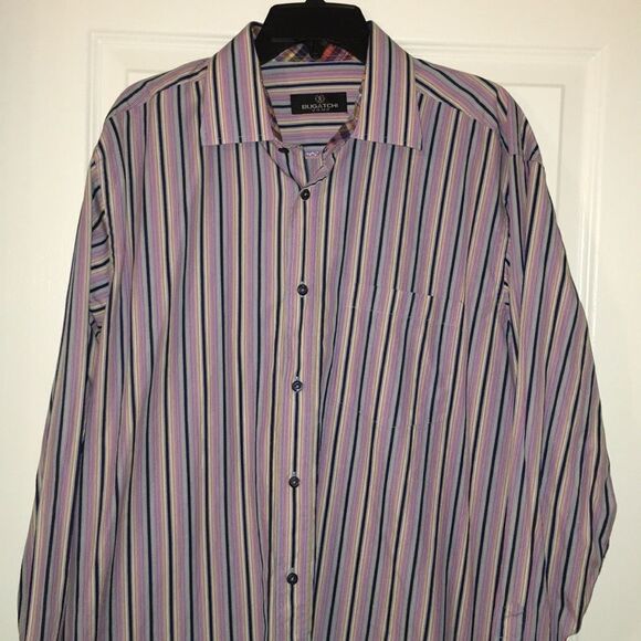 Amazing Rainbow Stripe Bugatchi Uomo Button shirt - Picture 1 of 3